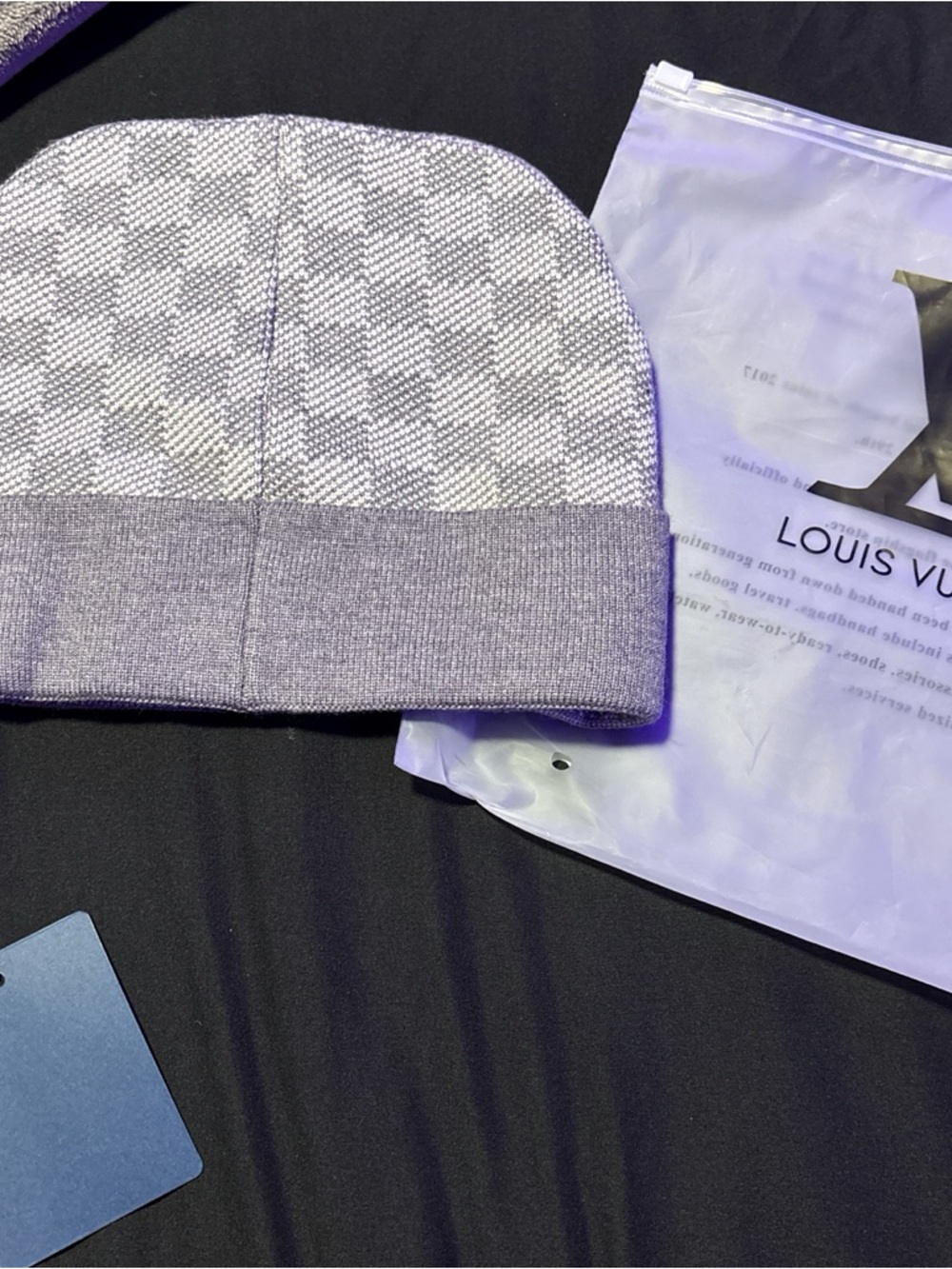 Louis Vuitton Purple and Gray Knit Beanie with LV Tag - Picture 2 of 6